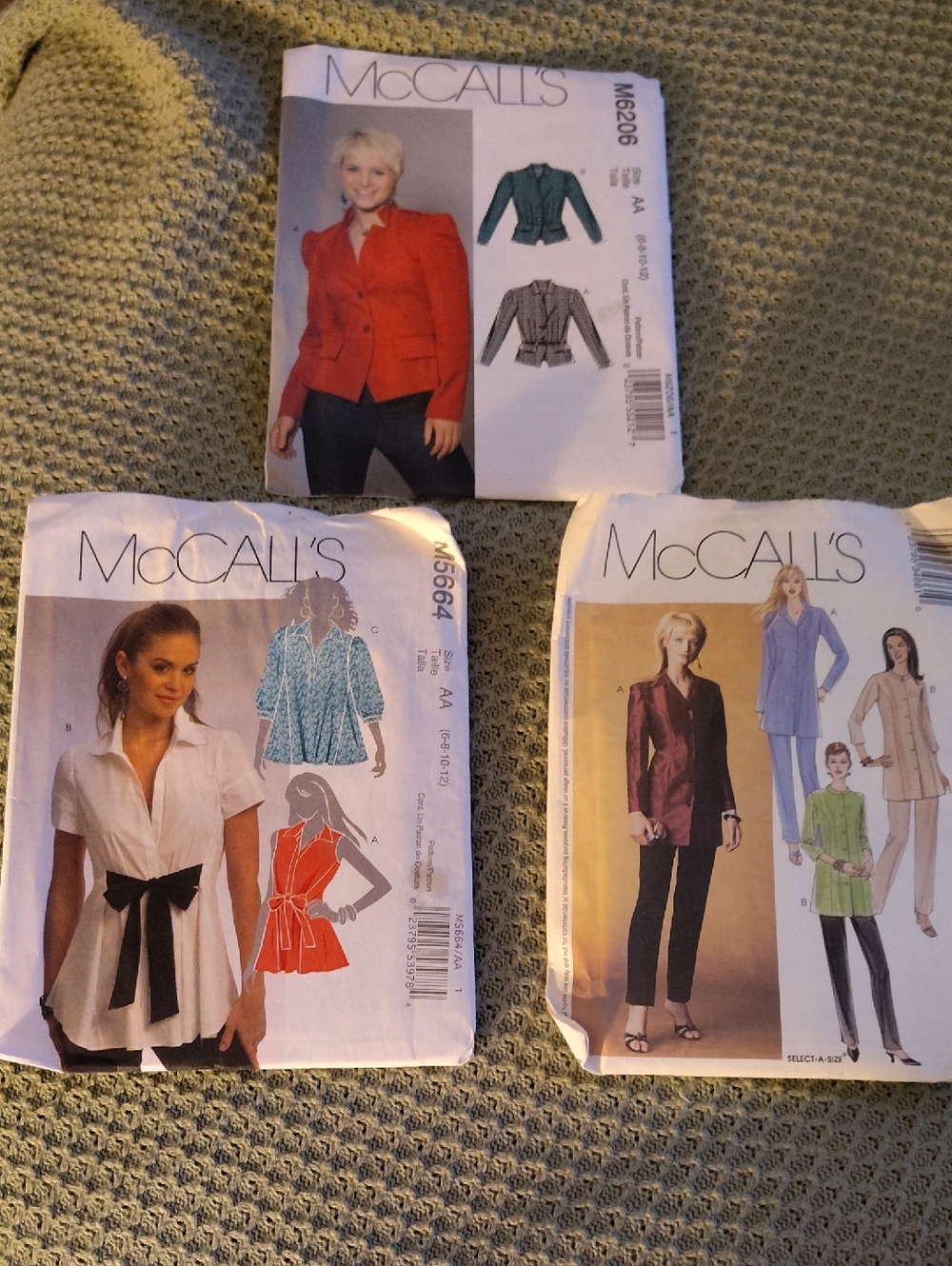 McCall's Sewing Pattern Bundle - Women's Jackets & Tops - Red, White, Purple